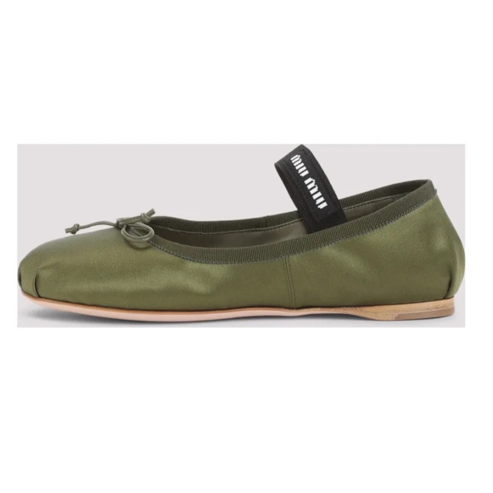 Authentic Miu Miu Oliva Green satin Bow ballerina shoes New 39.5EU 9.5 US $1020 - Picture 10 of 11